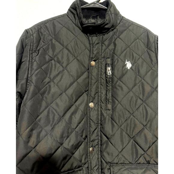 US Polo Assn Mens Quilted Puffer Jacket Coat Black Small Zip Up Lightweight Pony - Picture 6 of 10